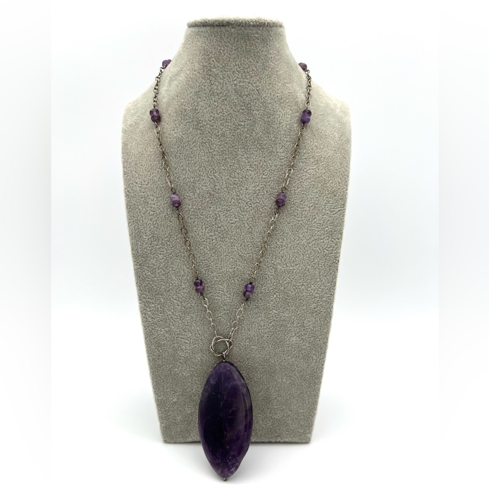Chapal Zenray - Purple Amethyst 925 Sterling Silver Chain Necklace 16 in
